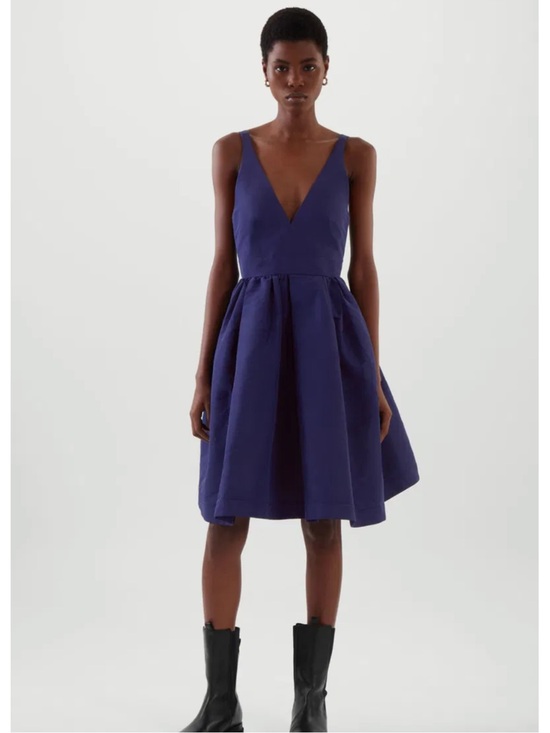 COS Dresses & Skirts - COS Deep V-Neck Midnight Blue Dress, Size 10, NWT